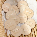 Ylsteed 12Pcs 1-12 Month Newborn Monthly Milestone Wooden Cards Dics Baby Keepsakes Newborn Photo Props