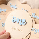Ylsteed 12Pcs 1-12 Month Newborn Monthly Milestone Wooden Cards Dics Baby Keepsakes Newborn Photo Props