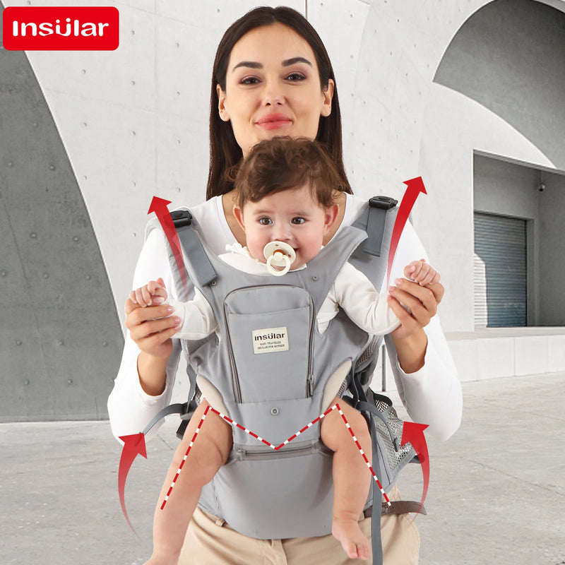 INSULAR 3-in-1 Multi-functional Child Waist Stool Breathable Baby Carrier with Hip Seat Front Hold Portable 4 Season Use