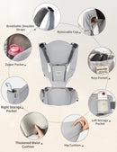 INSULAR 3-in-1 Multi-functional Child Waist Stool Breathable Baby Carrier with Hip Seat Front Hold Portable 4 Season Use
