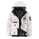 Men's Casual Windproof Jacket with Detachable Hat Solid Color Spring Autumn Versatile Coat Comfortable Knit Fabric Zip Closure