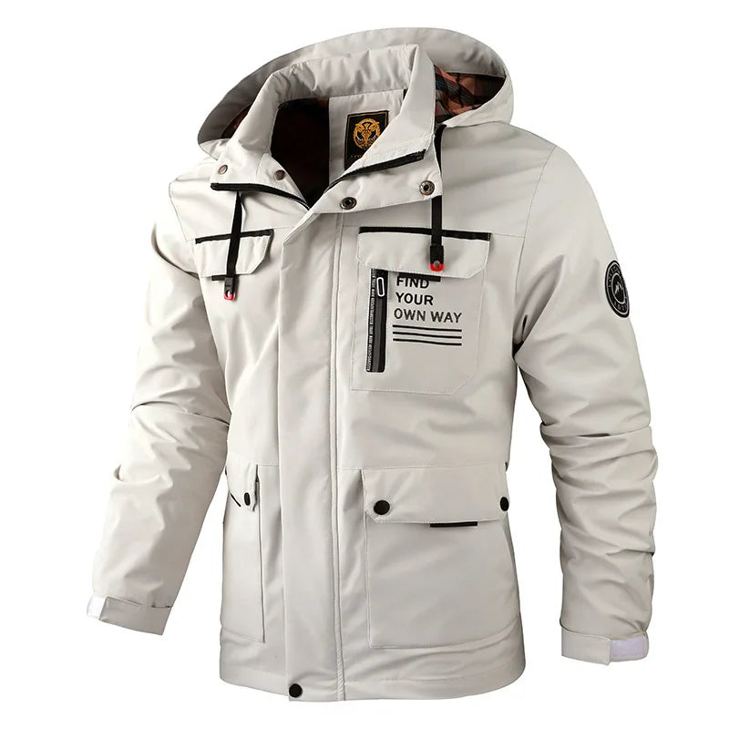 Men's Waterproof Hooded Jacket – Warm Lining for Outdoor & Travel