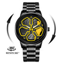 Kaleidoscope Sharingan 3D Japanese Anime Dial Rotary Dial Watch Quartz Men's Luxury Waterproof Fashion Watch Stainless Steel Band