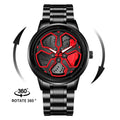 Kaleidoscope Sharingan 3D Japanese Anime Dial Rotary Dial Watch Quartz Men's Luxury Waterproof Fashion Watch Stainless Steel Band