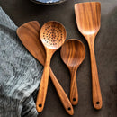 Eco-Friendly Wood Kitchenware Cooking Set with Storage Bucket - Household Spatula Spoon Salad Fork Stirring Spoon Baking Tools