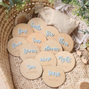 Ylsteed 12Pcs 1-12 Month Newborn Monthly Milestone Wooden Cards Dics Baby Keepsakes Newborn Photo Props