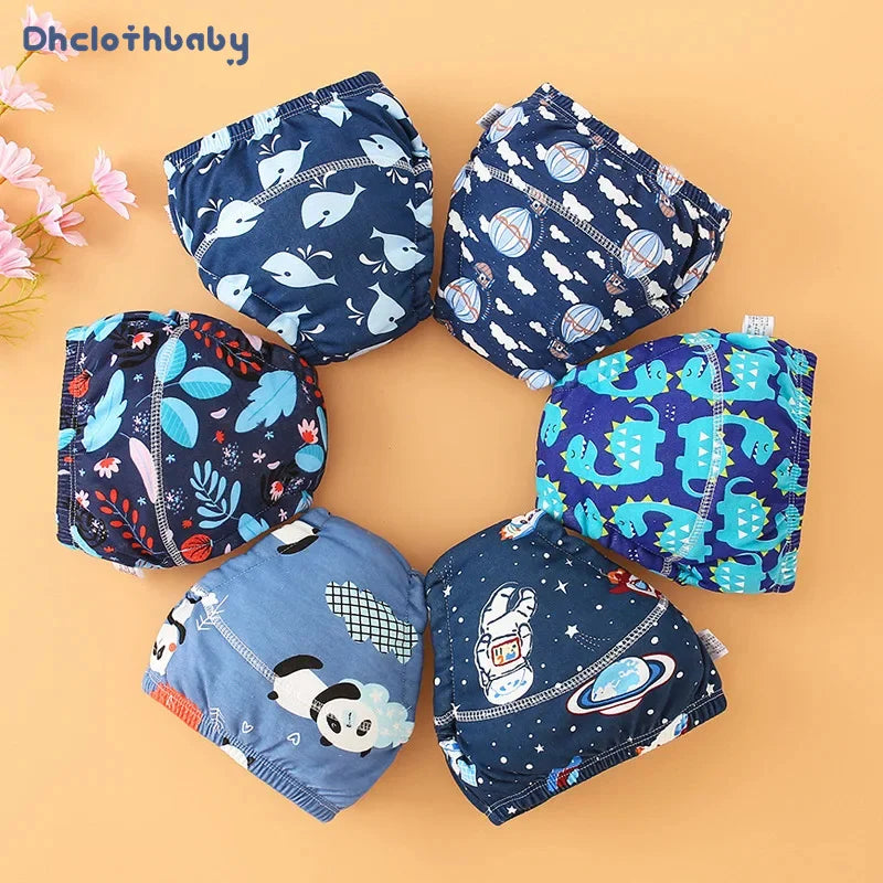 4PCS Unisex Baby Waterproof Diapers Cotton Potty Training Pants Reusable Eco-Friendly Pee Shorts for Boys & Girls 1-3 Years
