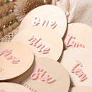Ylsteed 12Pcs 1-12 Month Newborn Monthly Milestone Wooden Cards Dics Baby Keepsakes Newborn Photo Props