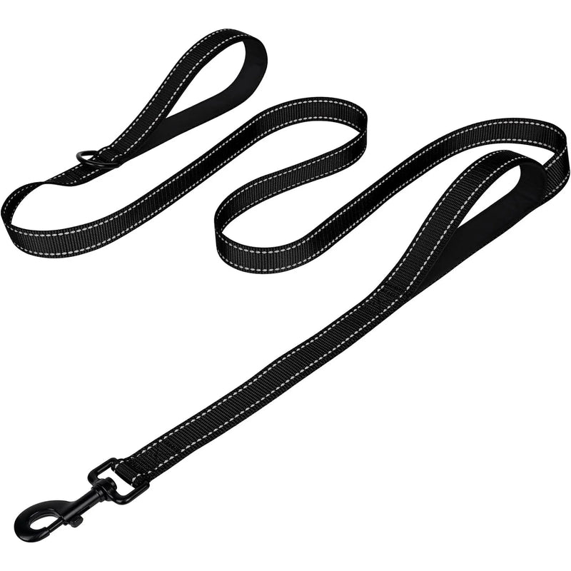 Heavy Duty Double Handle Dog Leash with Reflective Strips for Night Safety - Suitable for Large And Extra Large Breeds - Basic Polyester Blends Leash
