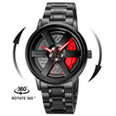 Kaleidoscope Sharingan 3D Japanese Anime Dial Rotary Dial Watch Quartz Men's Luxury Waterproof Fashion Watch Stainless Steel Band