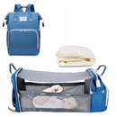 3-in-1 Diaper Bag Backpack – Foldable Baby Bed & USB Charging