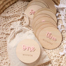 Ylsteed 12Pcs 1-12 Month Newborn Monthly Milestone Wooden Cards Dics Baby Keepsakes Newborn Photo Props