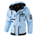 Men's Casual Windproof Jacket with Detachable Hat Solid Color Spring Autumn Versatile Coat Comfortable Knit Fabric Zip Closure