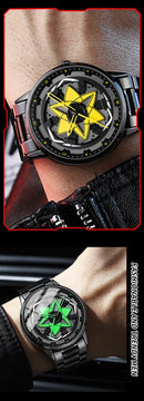 Kaleidoscope Sharingan 3D Japanese Anime Dial Rotary Dial Watch Quartz Men's Luxury Waterproof Fashion Watch Stainless Steel Band