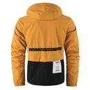 Men's Casual Windproof Jacket with Detachable Hat Solid Color Spring Autumn Versatile Coat Comfortable Knit Fabric Zip Closure