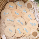 Ylsteed 12Pcs 1-12 Month Newborn Monthly Milestone Wooden Cards Dics Baby Keepsakes Newborn Photo Props