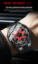 Kaleidoscope Sharingan 3D Japanese Anime Dial Rotary Dial Watch Quartz Men's Luxury Waterproof Fashion Watch Stainless Steel Band