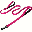Heavy Duty Double Handle Dog Leash with Reflective Strips for Night Safety - Suitable for Large And Extra Large Breeds - Basic Polyester Blends Leash