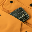 Men's Casual Windproof Jacket with Detachable Hat Solid Color Spring Autumn Versatile Coat Comfortable Knit Fabric Zip Closure