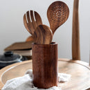 Eco-Friendly Wood Kitchenware Cooking Set with Storage Bucket - Household Spatula Spoon Salad Fork Stirring Spoon Baking Tools