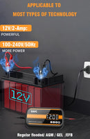 Intelligent 12V Car Battery Charger with Digital Display 2Ah-20Ah Lead Acid Repair Tool for Car SUV Motorcycle