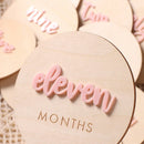 Ylsteed 12Pcs 1-12 Month Newborn Monthly Milestone Wooden Cards Dics Baby Keepsakes Newborn Photo Props