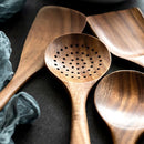 Eco-Friendly Wood Kitchenware Cooking Set with Storage Bucket - Household Spatula Spoon Salad Fork Stirring Spoon Baking Tools
